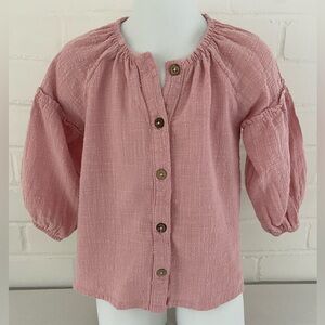 Toddler Girls Size 3T Soft Pink Gauze Casual Or Dress-Up Top
